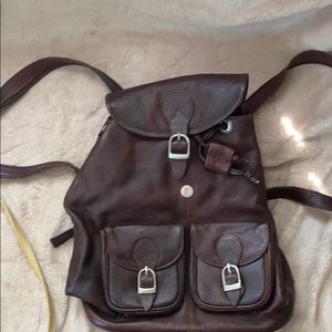 Brown leather backpack
